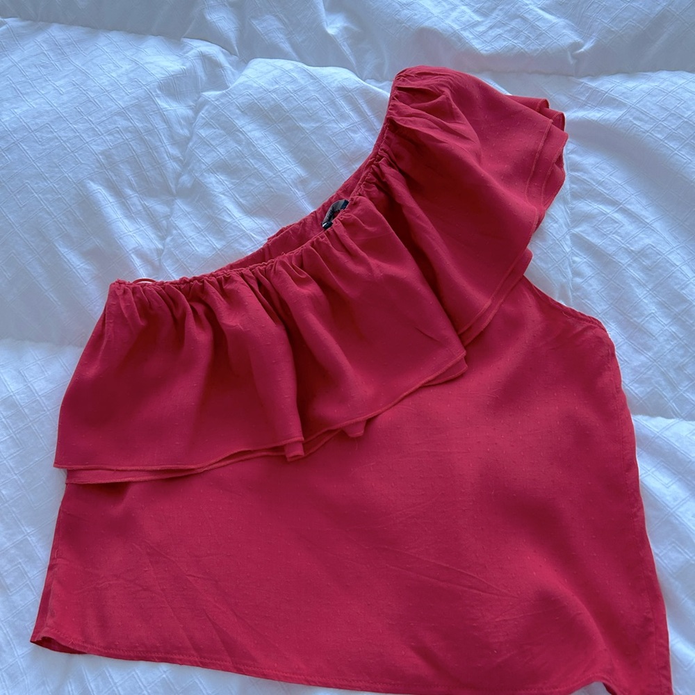 Buffalo Red One-Shoulder Ruffle Top - Picture 3 of 7